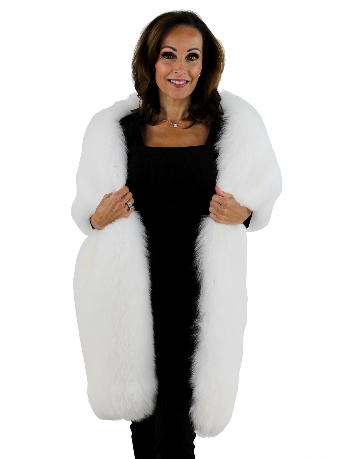 White Shadow Fox Fur Stole By Gorski Women S One Size Fits All Day Furs   44526 F.JPG