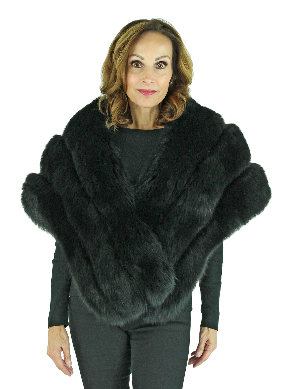 Dyed Black Fox Stole Women's Fur Stole One Size Fits All Day Furs