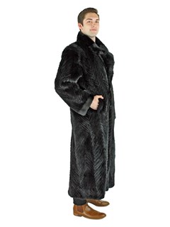 Black Sheared Mink Tails Fur Coat - Men's Fur Coat - XL | Day Furs