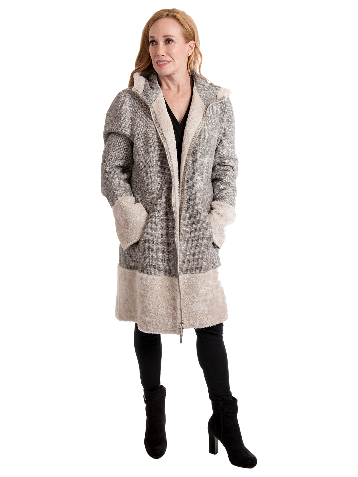 Hooded Astragan Shearling Stroller (Reversible) | Day Furs