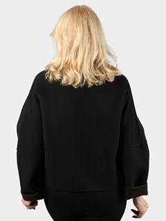 Woman's Black and Brown Double Face Wool Jacket