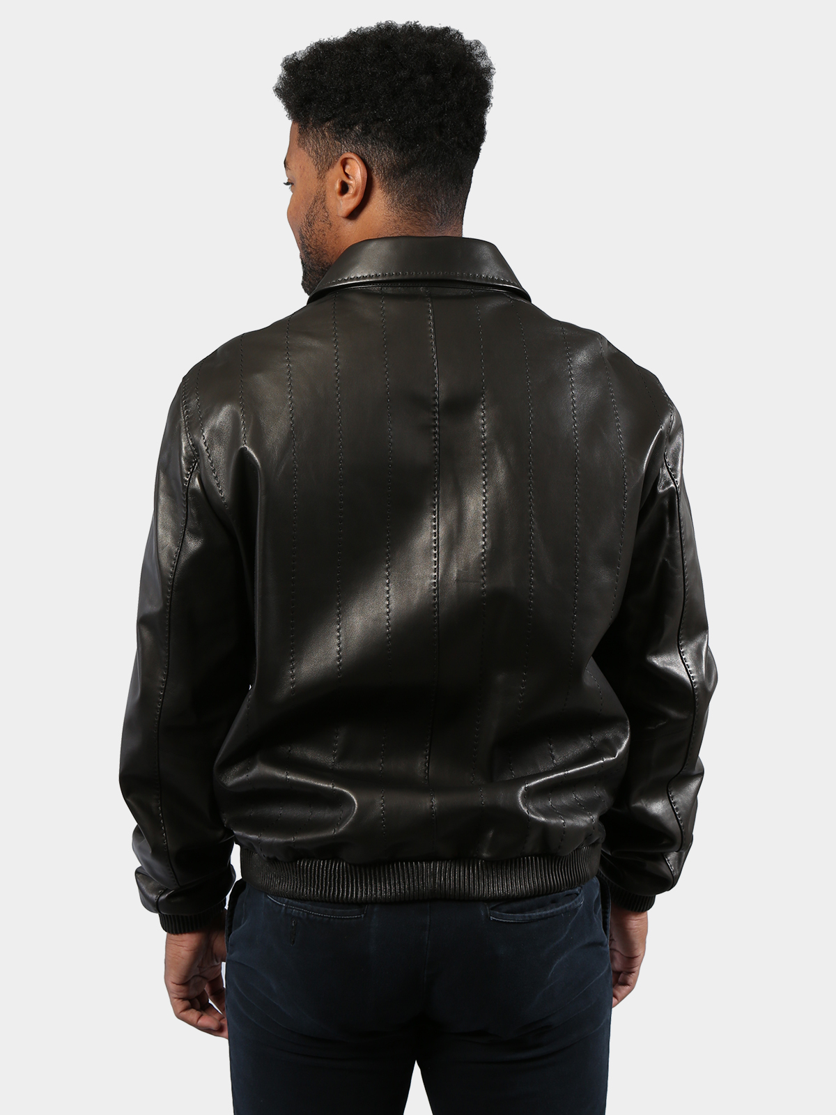 Men's Black Lambskin Leather Jacket - Day Furs