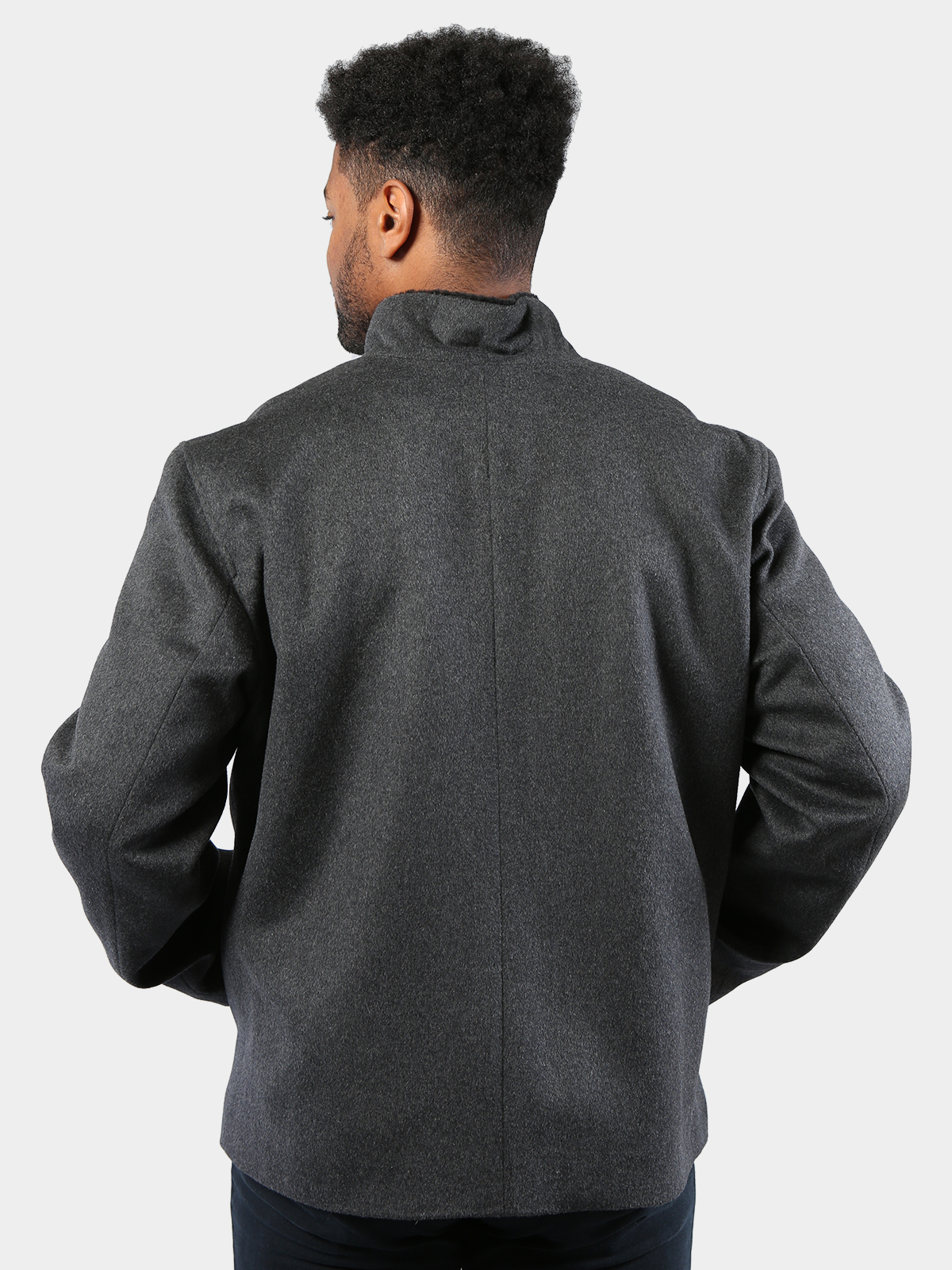 Men's Gray Wool Jacket w/ Black Astra Shearling Lining - Day Furs