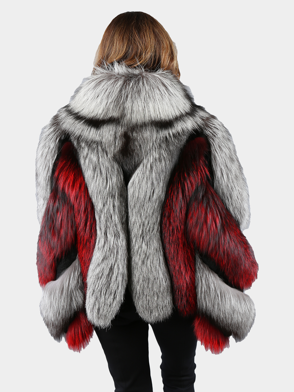 Natural Silver Fox And Red Dyed Fox Fur Jacket Day Furs 8589