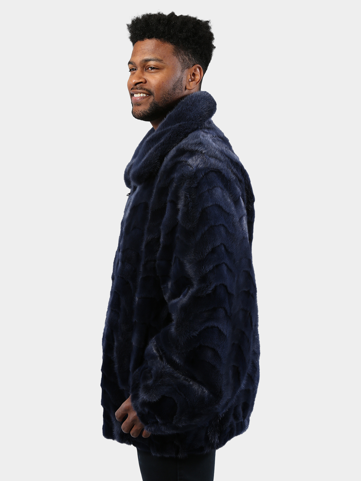 Men's Dark Blue Mink Fur Jacket - Day Furs