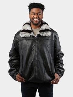 Leather Jacket Reversible Jacket With Rex Fur / Lambskin 