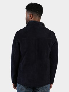 Man's Navy Suede Shearling Jacket