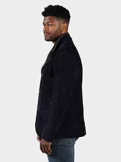 Man's Navy Suede Shearling Jacket