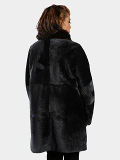 Woman's Paloma Shearling Jacket Reversible to Black Diamond Fabric