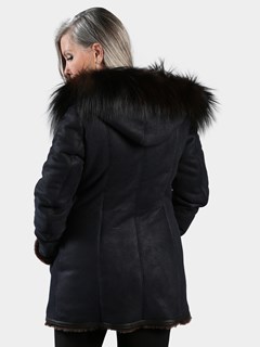 Woman's Navy Shearling Parka