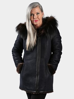 Woman's Navy Shearling Parka