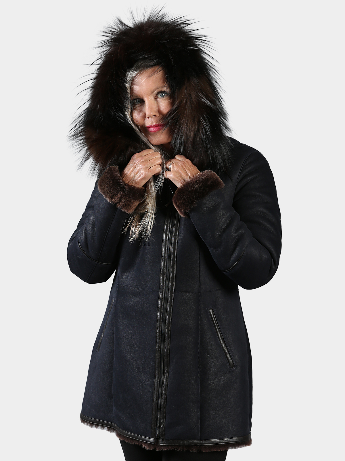 Woman's Navy Shearling Parka