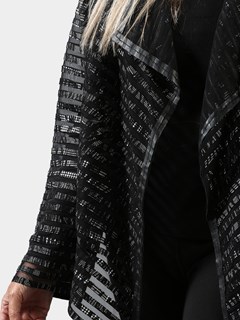 Woman's Black and White Leather Mesh Jacket