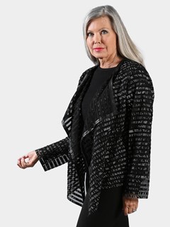 Woman's Black and White Leather Mesh Jacket