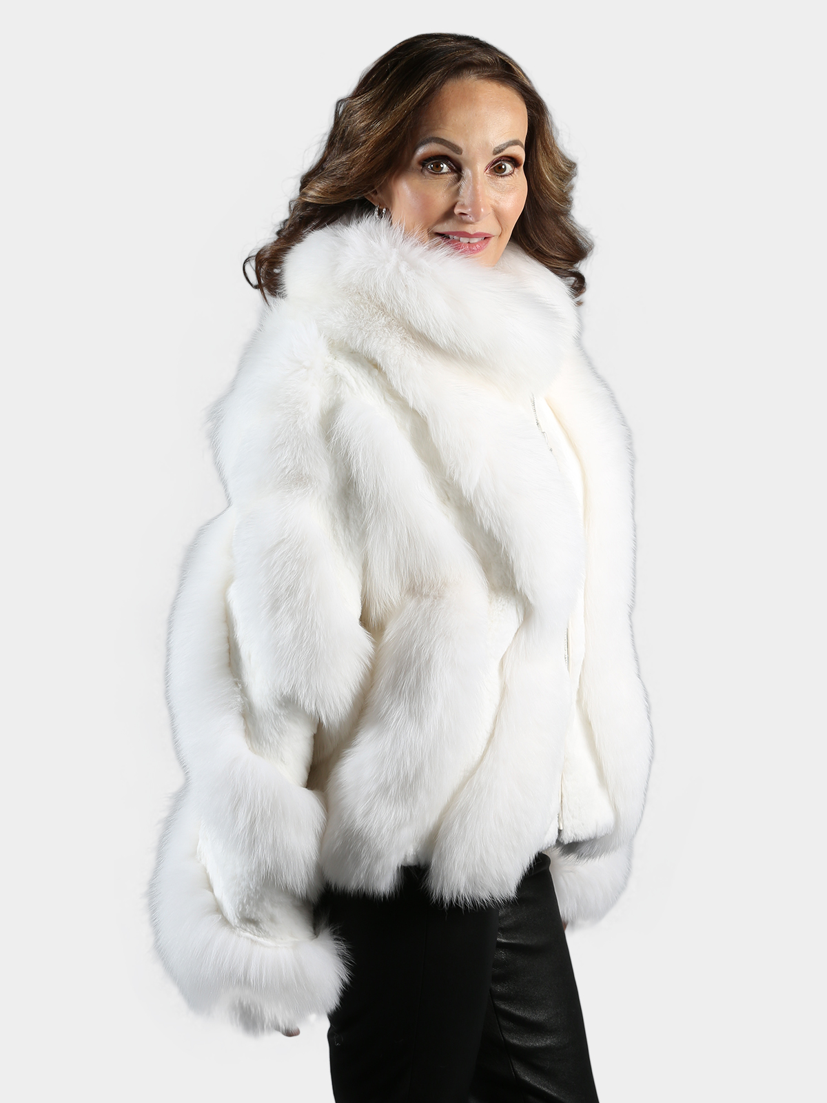 Woman's Dyed White Fox Fur Jacket - Day Furs