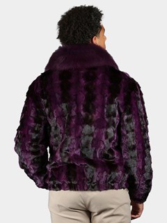 Man's Purple Cross Mink Section Fur Jacket