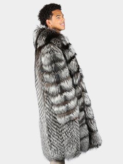 Man's Natural Silver Fox Fur Coat