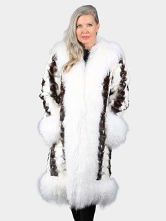 Woman's White Cross Mink Fur Stroller