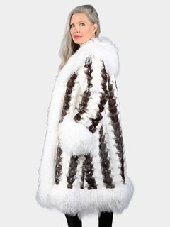 Woman's White Cross Mink Fur Stroller