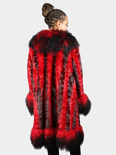 Woman's Red Dyed Cross Mink Fur Stroller