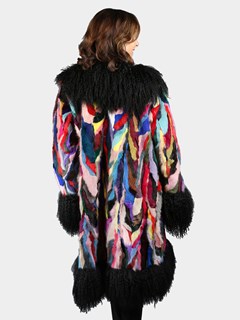 Woman's Multicolor Mink Fur 3/4 Coat