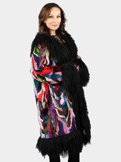 Woman's Multicolor Mink Fur 3/4 Coat