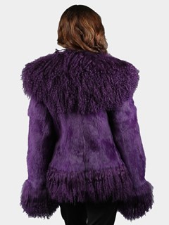 Woman's Purple Full Skin Rabbit Fur Jacket