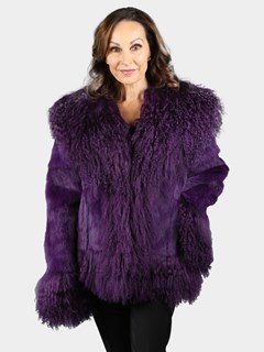 Woman's Purple Full Skin Rabbit Fur Jacket