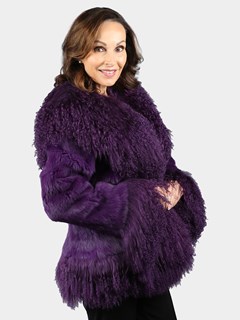 Woman's Purple Full Skin Rabbit Fur Jacket