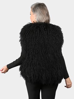 Woman's Black Mongolian Lamb Fur Vest