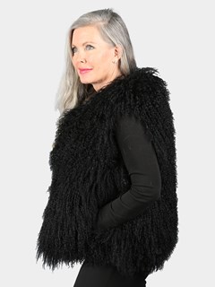 Woman's Black Mongolian Lamb Fur Vest