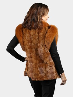 Woman's Whiskey Mink Section Fur Vest