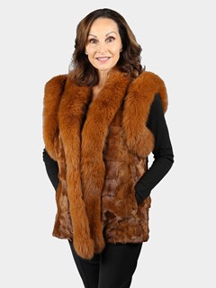 Woman's Whiskey Mink Section Fur Vest