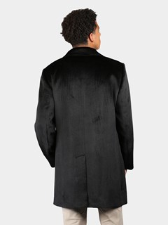 Man's Black Suri Alpaca Wool 3/4 Coat