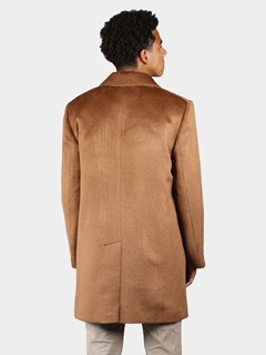 Man's Light Brown Suri Alpaca Wool 3/4 Coat