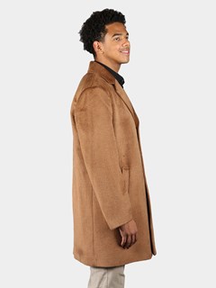 Man's Light Brown Suri Alpaca Wool 3/4 Coat