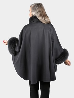 Woman's Charcoal Grey Loro Piana Cashmere Wool Cape