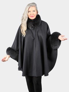 Woman's Charcoal Grey Loro Piana Cashmere Wool Cape