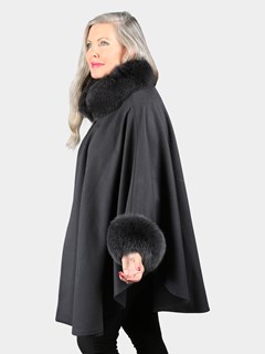 Woman's Charcoal Grey Loro Piana Cashmere Wool Cape