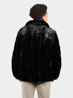 Man's Black Mink Section Fur Jacket