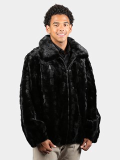 Man's Black Mink Section Fur Jacket