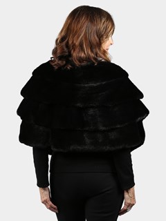 Woman's Black Mink Three Tier Fur Stole