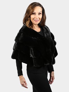 Woman's Black Mink Three Tier Fur Stole