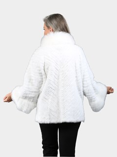 Woman's White Mink, Fox and Rex Rabbit Fur Jacket