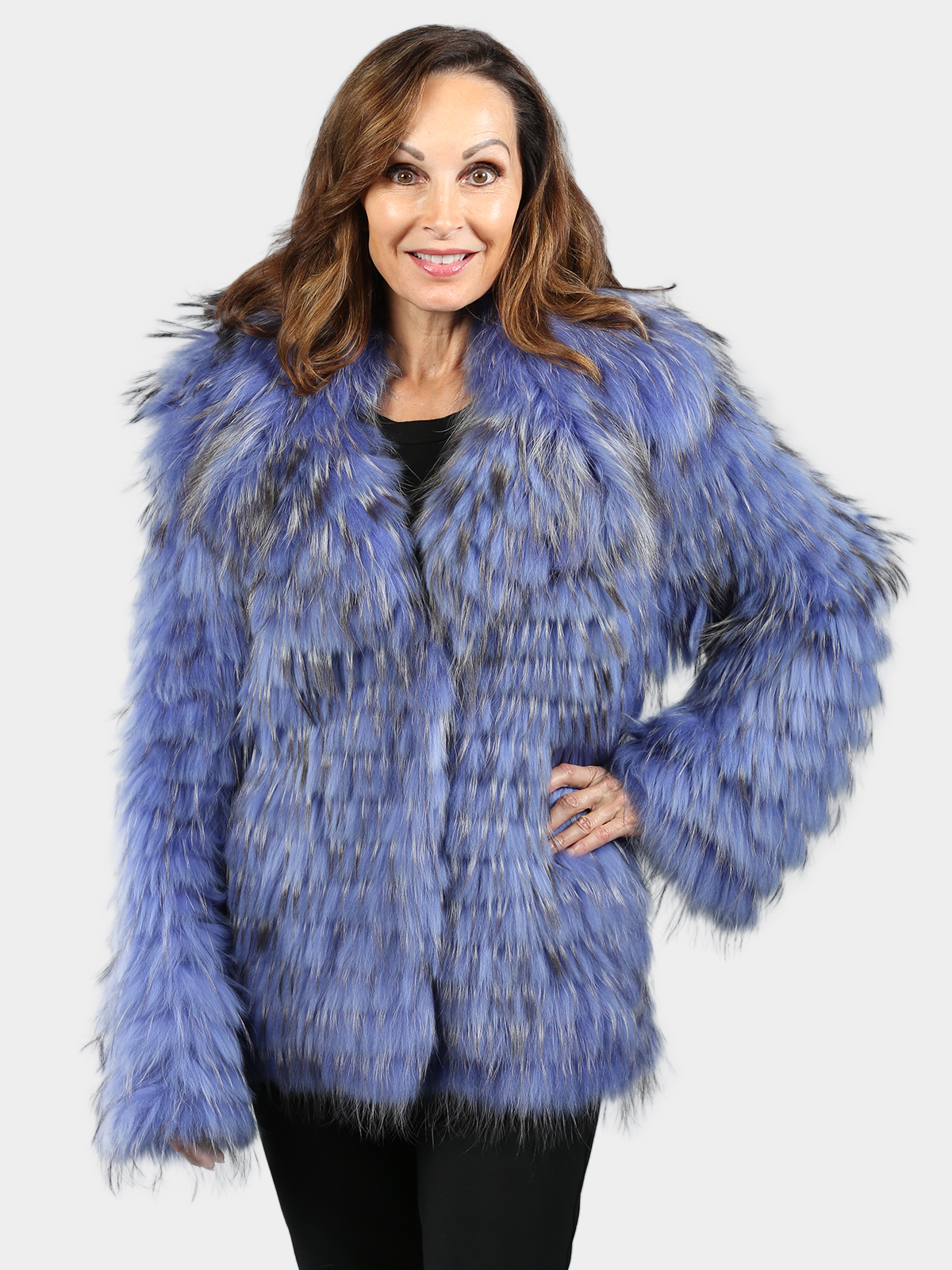 Woman's Dyed Lilac Finn Raccoon Fur Jacket