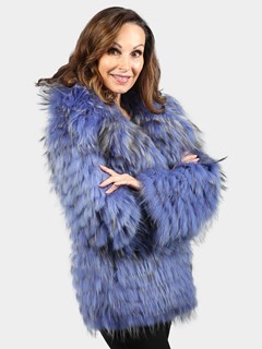 Woman's Dyed Lilac Finn Raccoon Fur Jacket