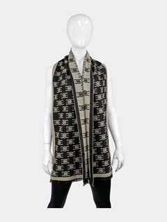 Man's Black E Motif Woven Fabric Scarf