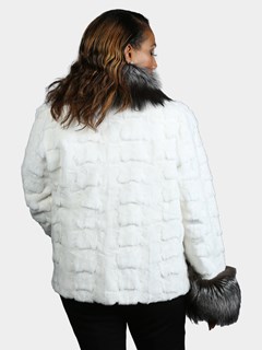 Woman's White Section Mink Fur Jacket 