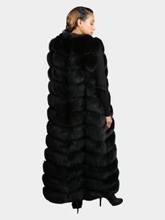 Woman's Black Fox Long Fur Vest