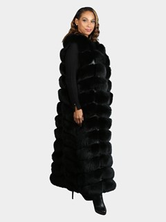 Woman's Black Fox Long Fur Vest